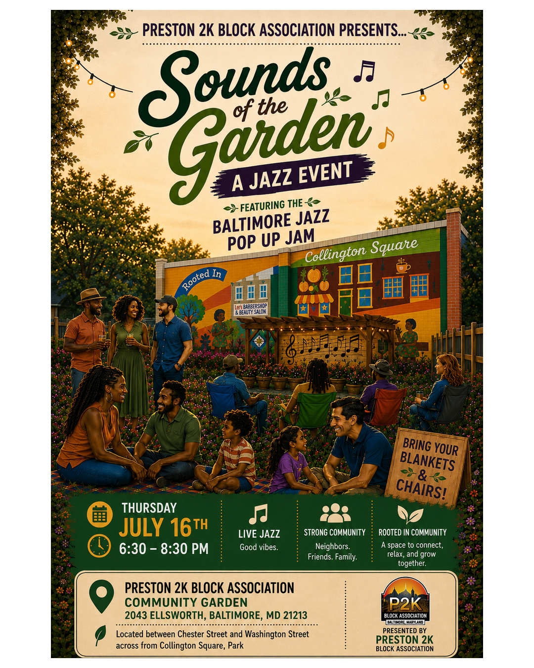 Sounds of the Garden jazz event flyer